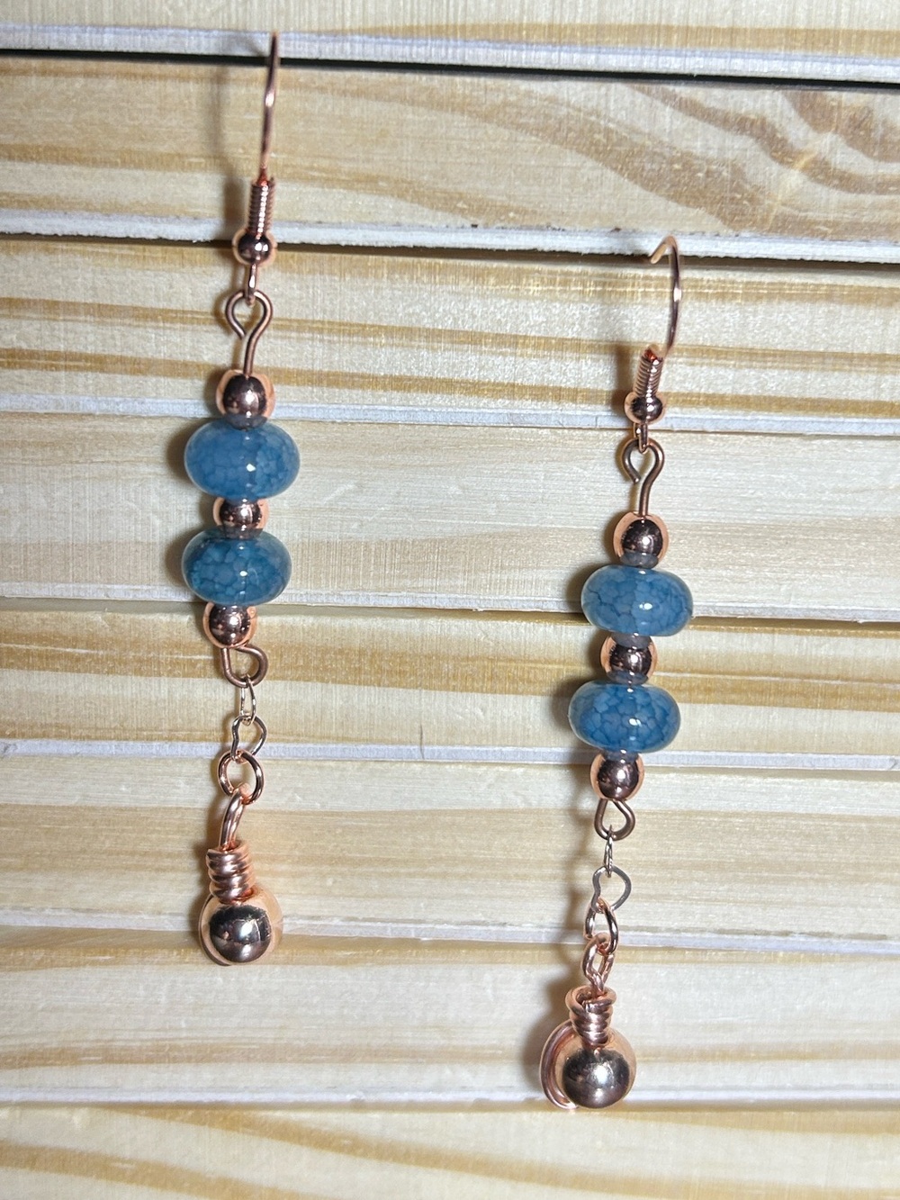 3/$25 Blue Stone and Rose Gold Drop Earrings